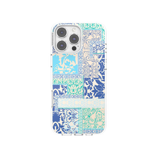 【旅行的回响】蓝白织锦 POPCASE手机壳 MagSafe Popcase磁吸款 蓝色 拼贴 iPhone16/15/14 商品图2