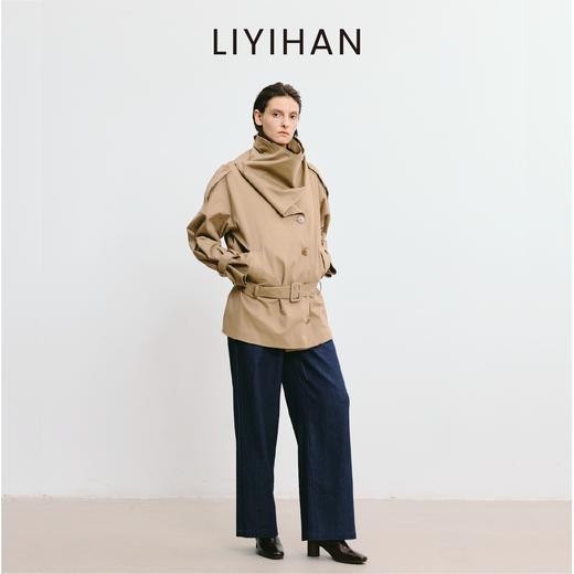 LIYIHAN 2025秋季新款通勤棉质卡其色短款风衣外套女小众设计感 商品图1
