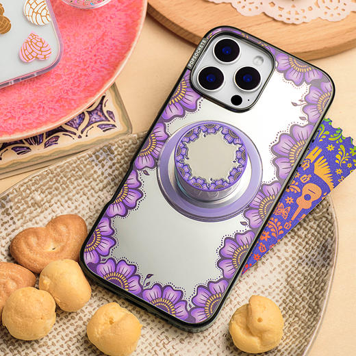 【旅行的回响】花间镜·紫 POPCASE手机壳 MagSafe Popcase磁吸款 紫色 镜面壳 花卉植物 iPhone16/15/14 商品图1