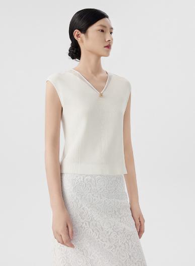 朗姿 设计感V领无袖针织背心LCET02KPR472 商品图1