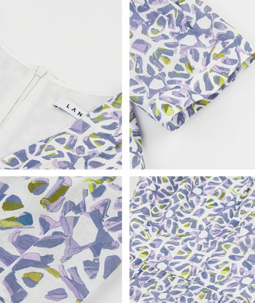 朗姿 法式泡泡袖印花连衣裙LCET00WOP162 商品图7