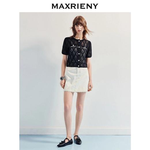 MAXRIENY法式摩登感钉珠套头毛衫短款25夏款复古气质感修身上衣女(货号:MF86SW253) 商品图1