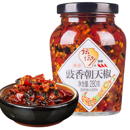 坛坛乡豉香朝天椒280g/瓶调味酱料农家剁辣椒酱拌面下饭蒜蓉 商品图0