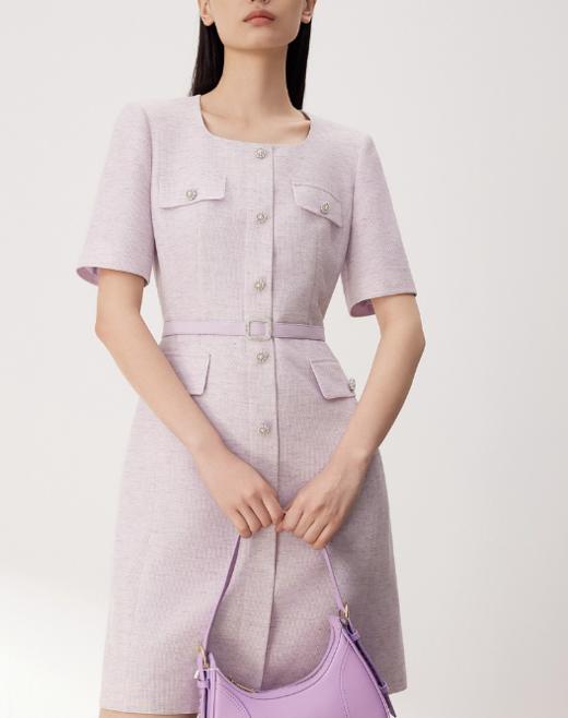 S1朗姿 小香风a字裙子法式收腰连衣裙LSET04COP141 商品图5