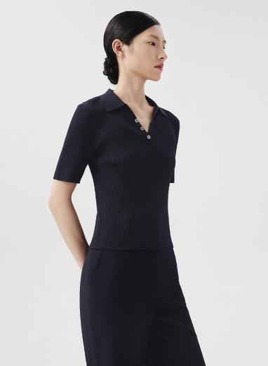 朗姿 短袖修身坑条针织衫LCET01KPR265 商品图2