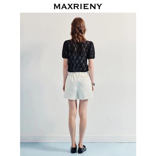MAXRIENY法式摩登感钉珠套头毛衫短款25夏款复古气质感修身上衣女(货号:MF86SW253) 商品图3