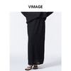 VIMAGE纬漫纪通勤百搭休闲高腰莱赛尔黑色直筒秋季新款半身裙V2406101 商品缩略图0
