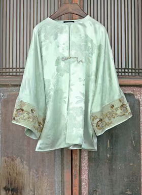 盛唐牡丹盛奢系列 | 真丝拼法式串珠西阵织外套