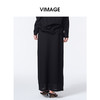 VIMAGE纬漫纪通勤百搭休闲高腰莱赛尔黑色直筒秋季新款半身裙V2406101 商品缩略图4