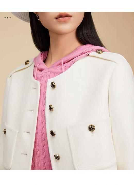 【高端系列】手工定制2059款90%超细羊毛➕10%山羊绒短款小香风双面尼大衣-喜出 商品图3