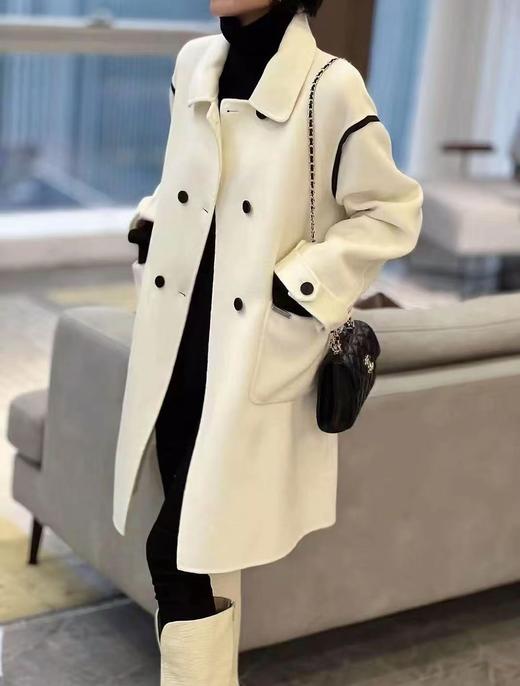 【高端系列】2265款100%羊毛肩部撞色双面尼大衣外套-喜出 商品图1