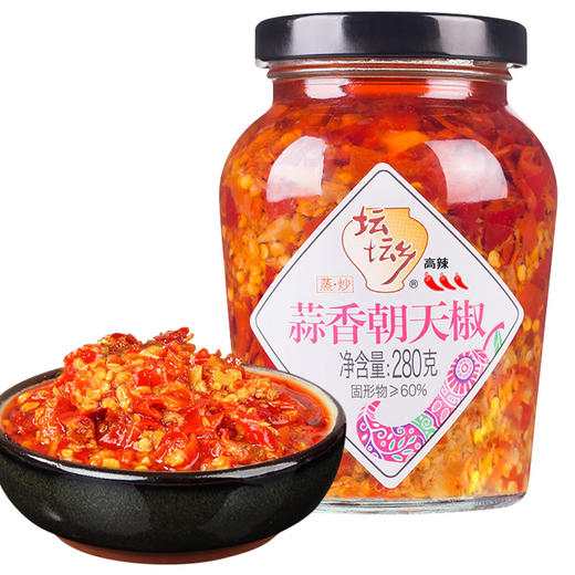坛坛乡蒜香朝天椒280g/瓶调味酱料农家剁辣椒拌面下饭蒜蓉 商品图0