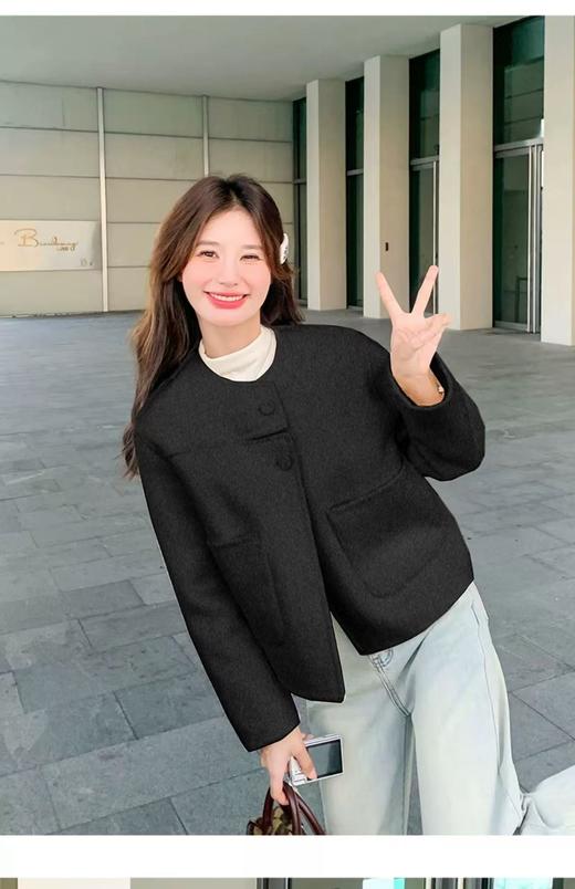 【高端系列】手工定制2253款69.2%绵羊毛短款双面尼外套-喜出 商品图13