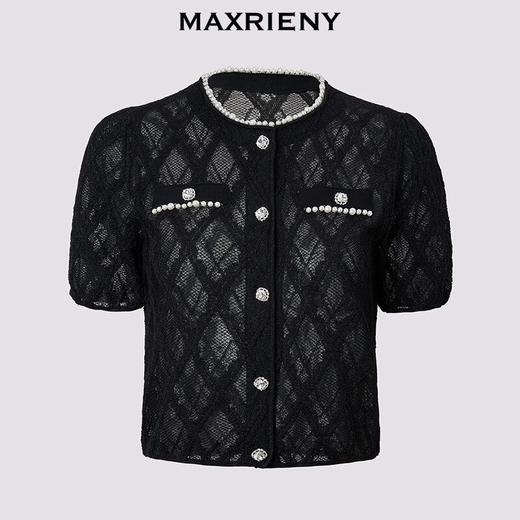 MAXRIENY法式摩登感钉珠套头毛衫短款25夏款复古气质感修身上衣女(货号:MF86SW253) 商品图4