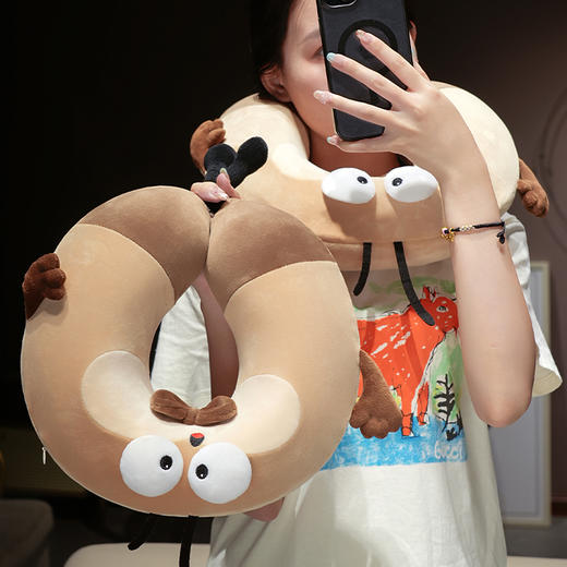 自然醒大头蟑螂仔记忆棉u型枕套盒学生旅行便携飞机护脖靠枕办公室午睡QYL 商品图6