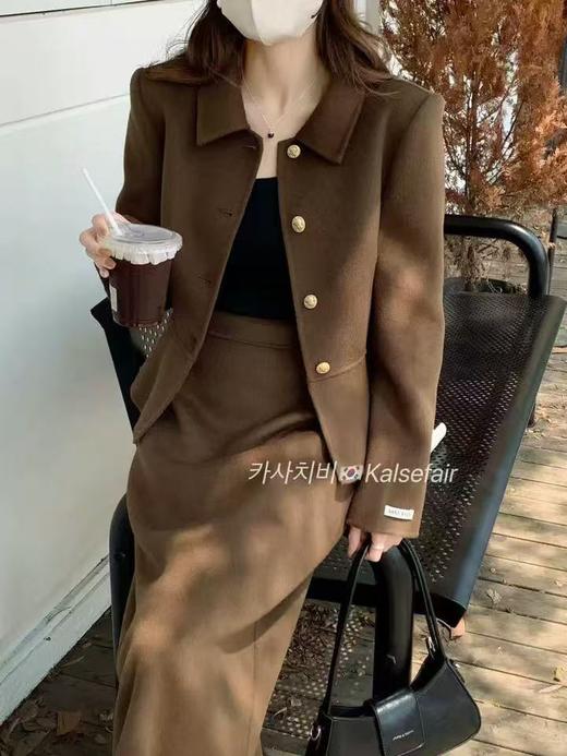 最后一件清仓【高端系列】手工定制011款100%羊毛女主气质荷叶摆收腰短款双面尼外套-喜出 商品图1