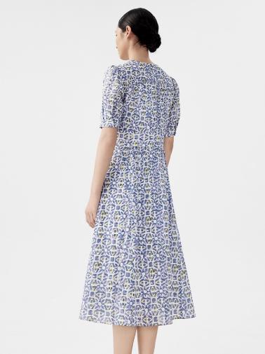 朗姿 法式泡泡袖印花连衣裙LCET00WOP162 商品图3