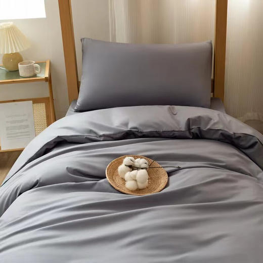 【多样屋专柜】悠梦嘉居全棉纯色三件套粉/蓝/灰单人宿舍 商品图5