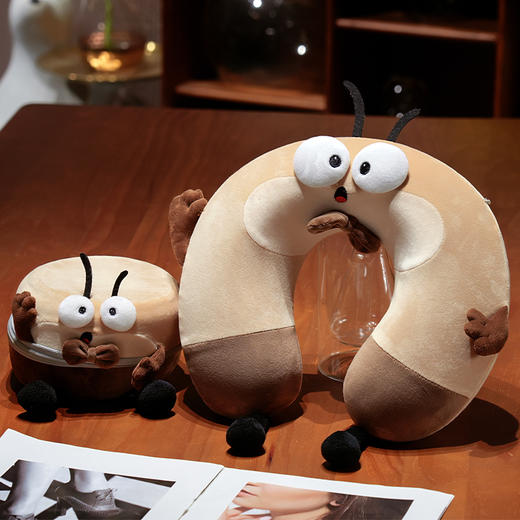 自然醒大头蟑螂仔记忆棉u型枕套盒学生旅行便携飞机护脖靠枕办公室午睡QYL 商品图7