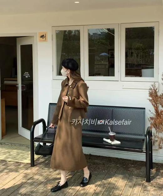 最后一件清仓【高端系列】手工定制011款100%羊毛女主气质荷叶摆收腰短款双面尼外套-喜出 商品图5