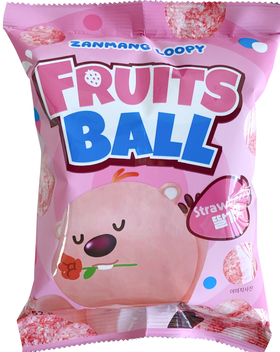 露比 草莓奶油味小圆球52g LOOPY  과일볼 딸기52g