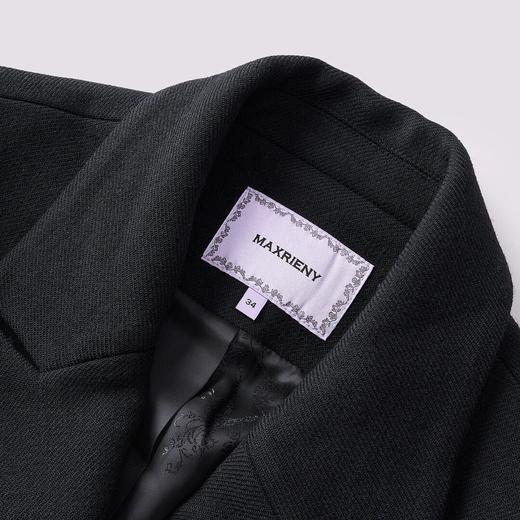 MAXRIENY时尚复古金属纽扣收腰修身黑色外套女 商品图1