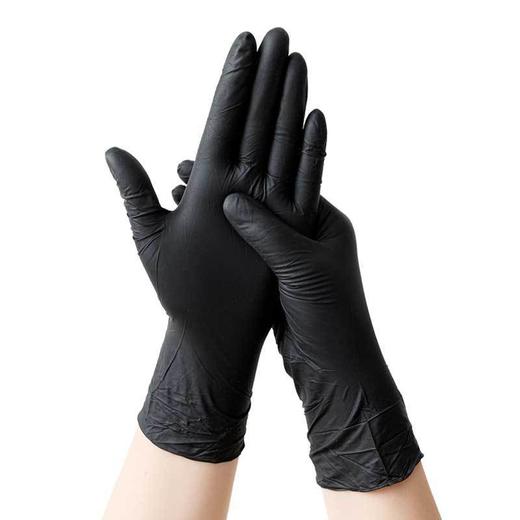 丁腈食品级一次性黑色手套 家用加厚防水耐油防酸碱耐磨餐饮弹力防护手套 商品图2