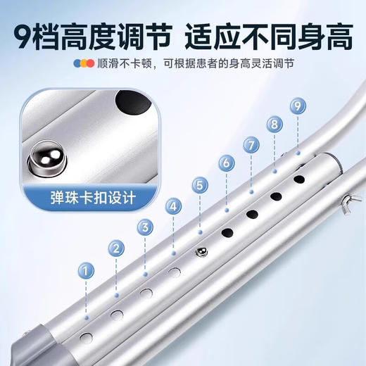 医用不锈钢拐扙 骨折加厚双拐腋下拐防滑轻便可调节拐棍残疾人老人拐杖1支 商品图4