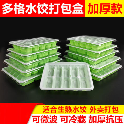严选 食品级一次性饺子盒 透明外卖盒加厚带盖塑料打包盒速冻冷冻分格饺子盒1个 商品图0