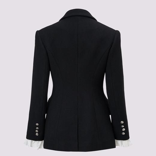 MAXRIENY时尚复古金属纽扣收腰修身黑色外套女 商品图4