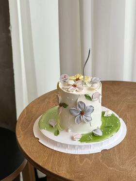 清新刮刀花·奶油霜蛋糕