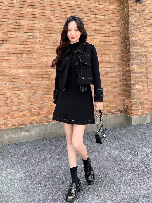 【高端系列】手工定制T06套装65%羊毛双面尼上衣➕半裙-喜出 商品图1