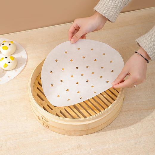 严选 不沾蒸笼纸25cm家用蒸包子纸小笼包油纸蒸馒头饺子蒸布笼屉纸圆形垫纸 商品图1