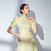 荷言HEYEN 玉人新妆【明星同款】时装周秀场款 鹅黄色真丝混纺梅花织金提花缎+“双兔捧月”造型非遗盘扣+复古泡泡袖+裙身非遗重工苏绣设计”儿童 商品缩略图3