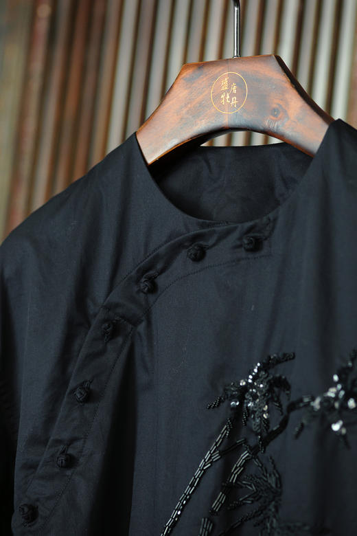 盛唐牡丹|玺越手工串珠新中式衬衫-黑色 商品图1
