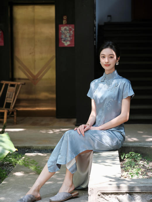 盛唐牡丹| 真丝提花古法旗袍裙 商品图3