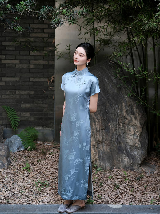 盛唐牡丹| 真丝提花古法旗袍裙 商品图5