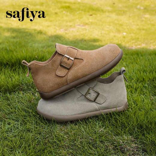 Safiya/索菲娅2025复古小踝靴高帮休闲全包平底百搭懒人勃肯鞋SFD3112169 商品图13