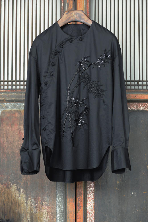 盛唐牡丹|玺越手工串珠新中式衬衫-黑色 商品图0