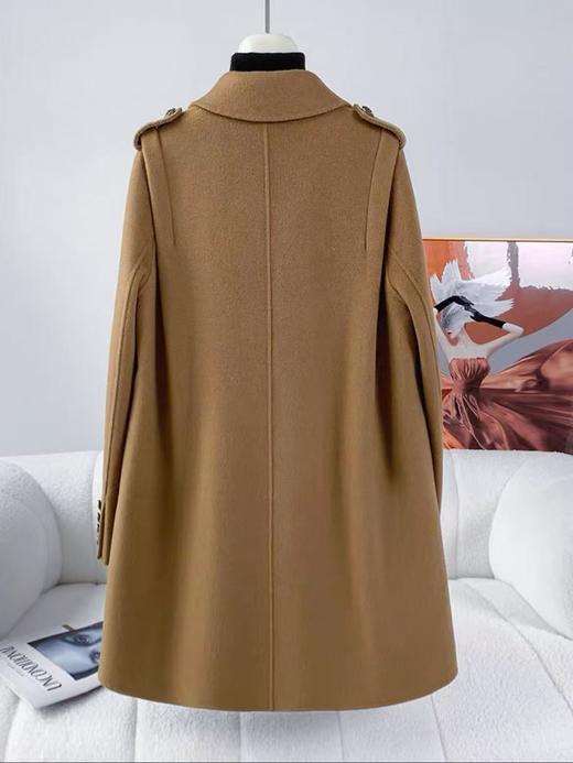 【高端系列】手工定制3259款10%羊绒➕90%羊毛肩部打褶双面尼大衣-喜出 商品图4