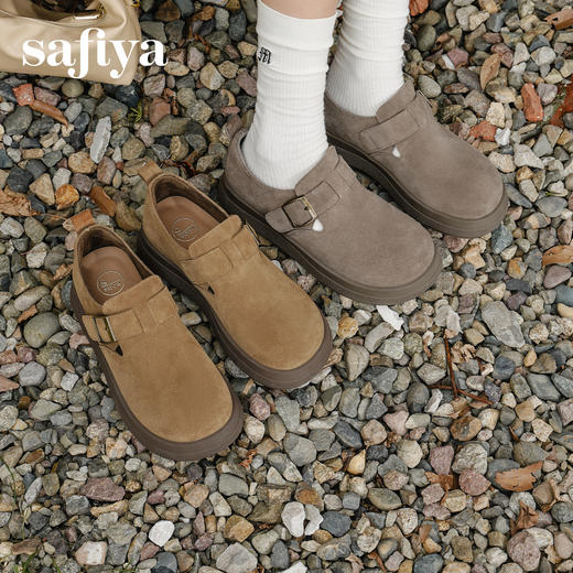 Safiya/索菲娅2025复古深口魔术贴休闲百搭全包懒人厚底勃肯鞋SFD3112117 商品图0