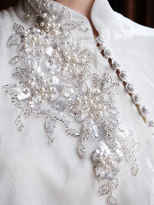 盛唐牡丹| 法式串珠丝绒设计上衣 商品图3