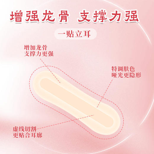升级精灵肤色子弹龙骨耳贴 蝴蝶款12贴大脸隐形神器哑光定型硅胶贴面支撑直播 商品图3