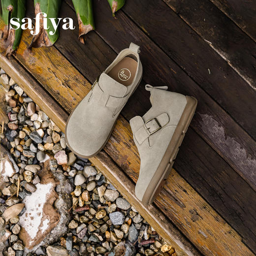 Safiya/索菲娅2025复古小踝靴高帮休闲全包平底百搭懒人勃肯鞋SFD3112169 商品图11