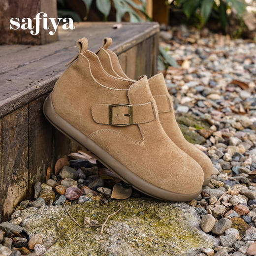 Safiya/索菲娅2025复古小踝靴高帮休闲全包平底百搭懒人勃肯鞋SFD3112169 商品图9
