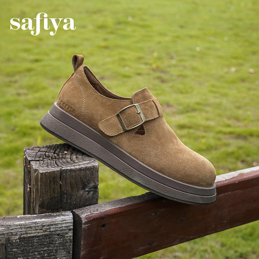Safiya/索菲娅2025复古深口魔术贴休闲百搭全包懒人厚底勃肯鞋SFD3112117 商品图1