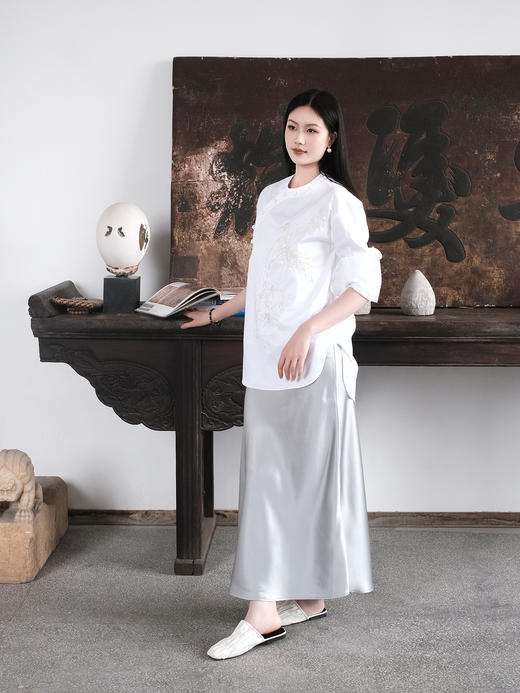 盛唐牡丹| 玺越手工串珠新中式衬衫-白色 商品图4