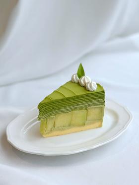 抹茶玄米蜜瓜千层切块