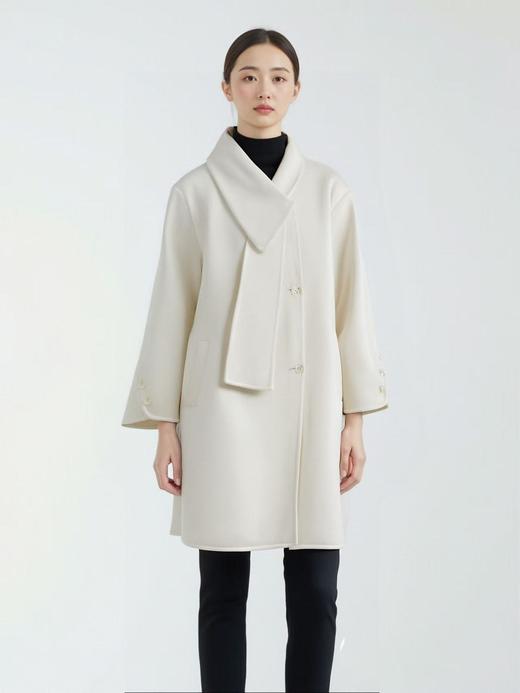 【高端系列】手工定制2325款70%绵羊毛围巾版双面尼大衣-喜出 商品图2