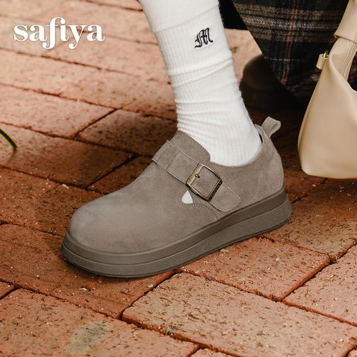 Safiya/索菲娅2025复古深口魔术贴休闲百搭全包懒人厚底勃肯鞋SFD3112117 商品图7